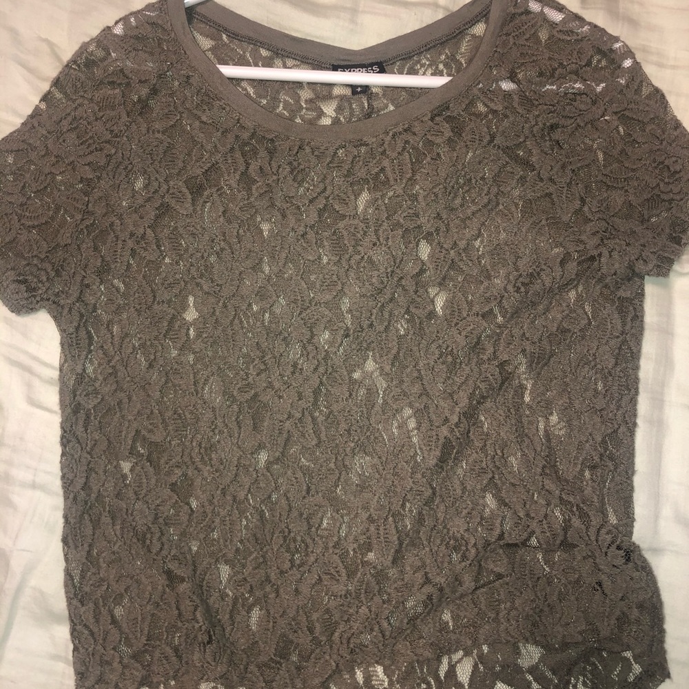 Express green lace (see through) top
